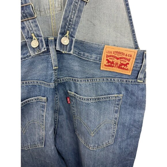 Levis Denim Jean Overall Pants Womens Sz Small Pockets Blue Medium Rinse - Picture 11 of 11